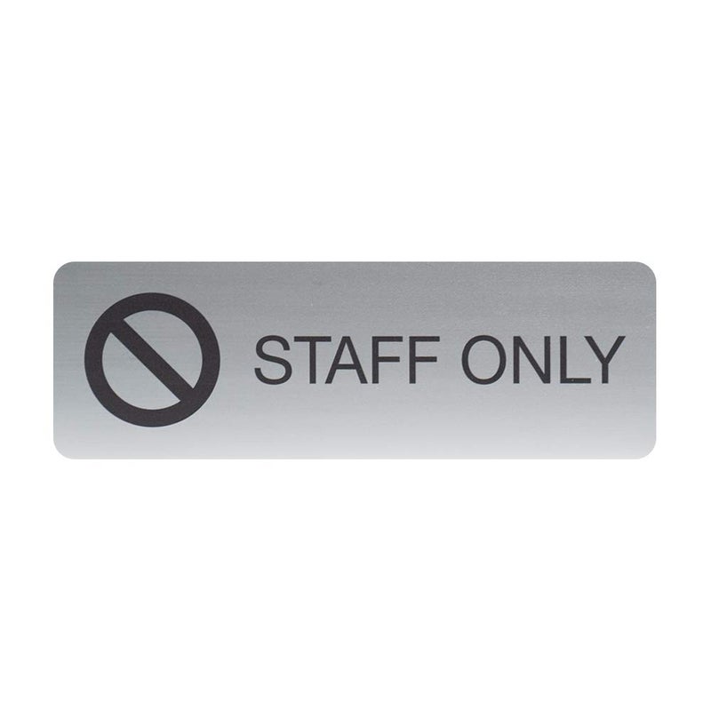 SBLABELS Staff Only Indoor Easy Adhesive Mount Door and Wall Sign for Restaurants and Small Businesses 3" x 9" - Silver - Image 1